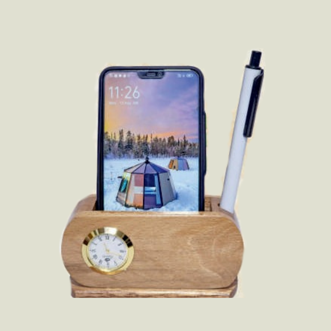 Natural Wooden Pen Stand