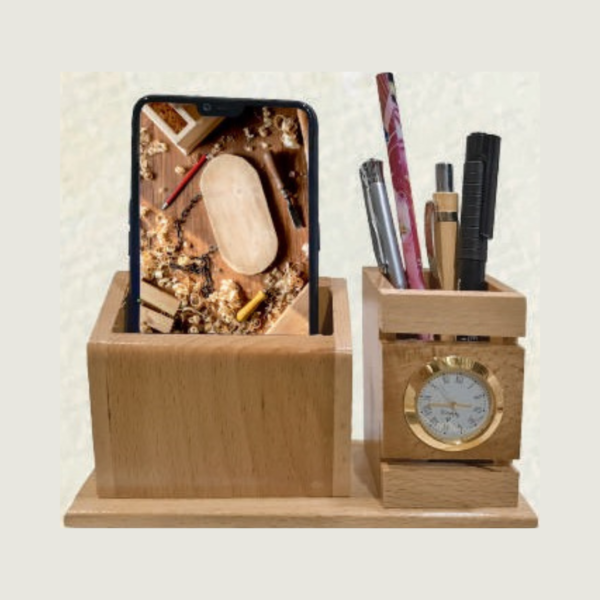 Natural Wooden Pen Stand