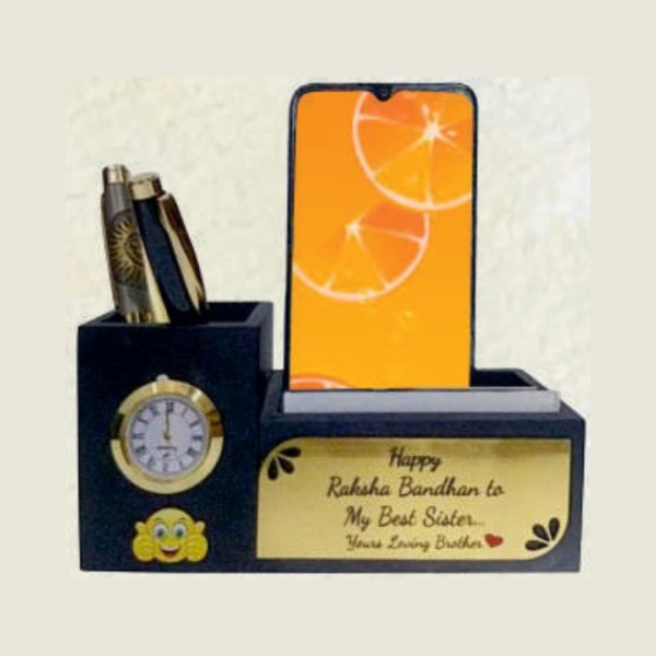 Black Wooden Pen Stand