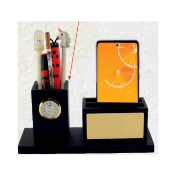 Black Wooden Pen Stand
