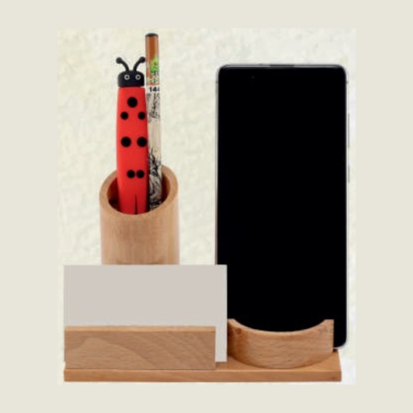 Natural Wooden Pen Stand